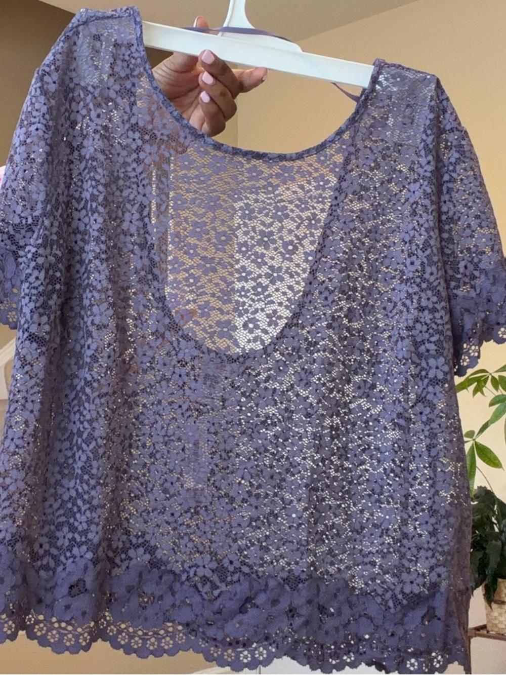 Victoria's Secret Lavender Lace Scoop Neck Top